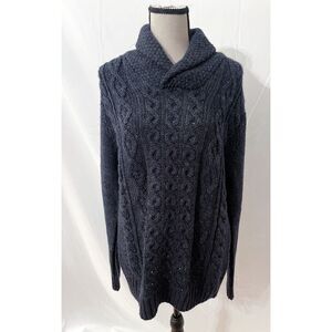 Paolo Mondo Shawl Collar Sweater | Men’s Cable Knit Wool Blend, Made in Italy
